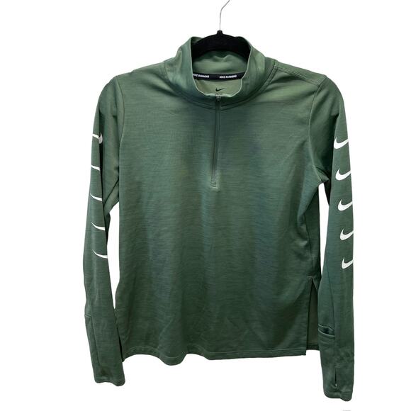 Nike Running Repeat Swoosh Green Dri Fit Half Zip Size Small - Picture 1 of 7